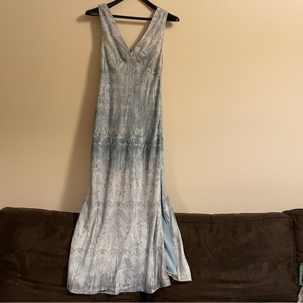 All Saints Karlina Estrella Silk Blend Maxi Dress dusty blue lace fairy romantic - Picture 7 of 8